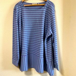 Soft Surroundings sweaterin stripes of purple and light blue